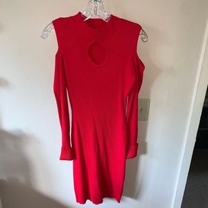 ALMOST NEW!! Red, Ribbed, Light Weight Dress w/adjustable sleeves Juniors XL